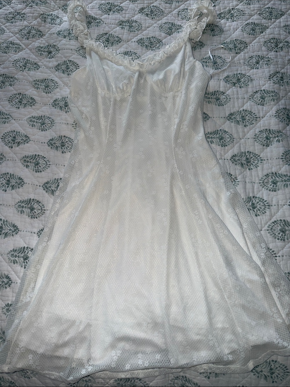 Urban Outfitters Ivory Lace-Trim Mini Slip Dress